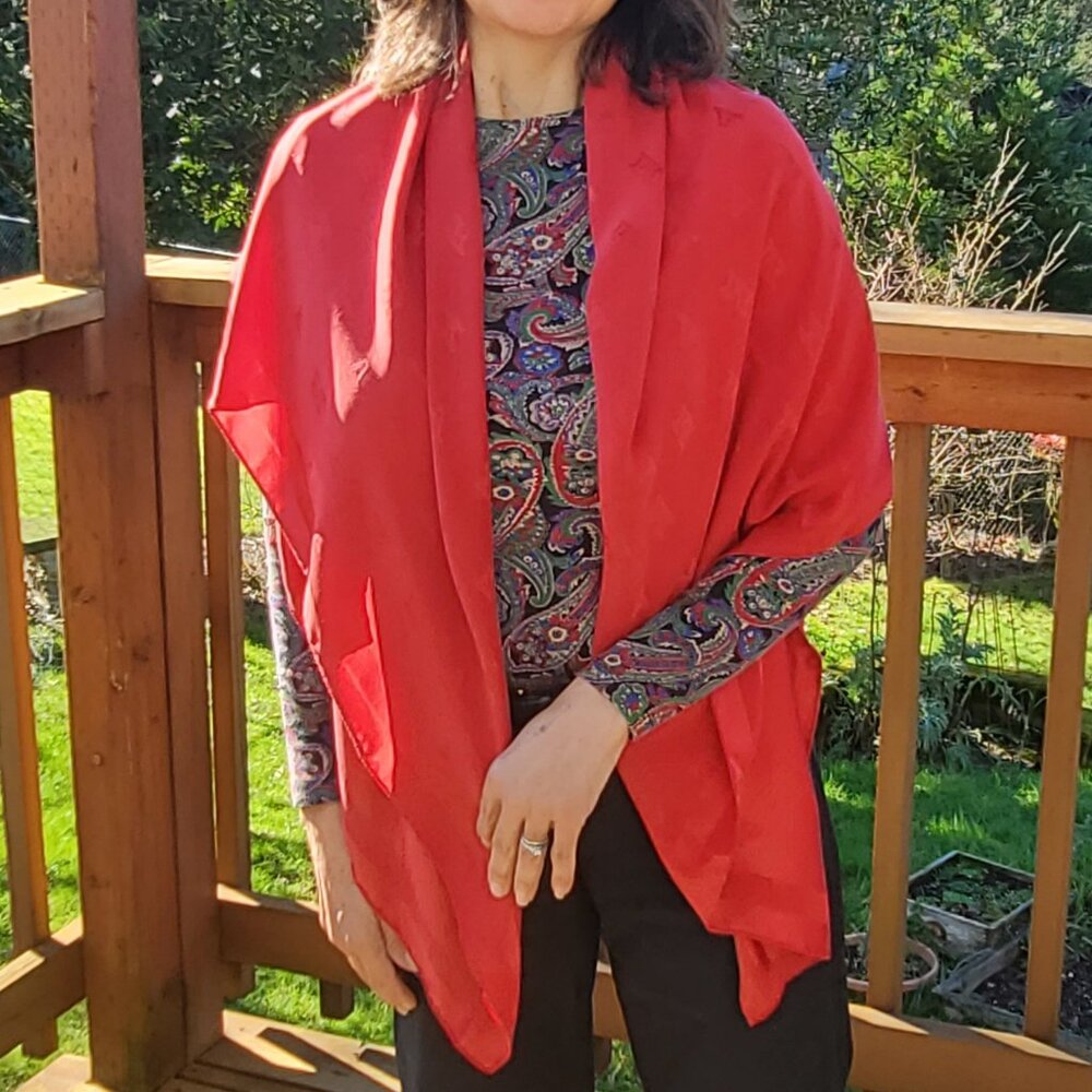 Max Mara Oversized Red Silk Scarf